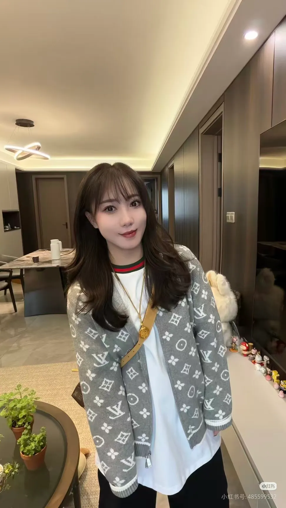Louis Vuitton/Louis Vuitton all-over printed old flower logo jacquard zipper sweater jacket